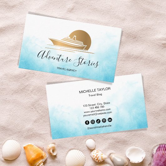 Reisebüro Blog Blue World Map Cruise Visitenkarte