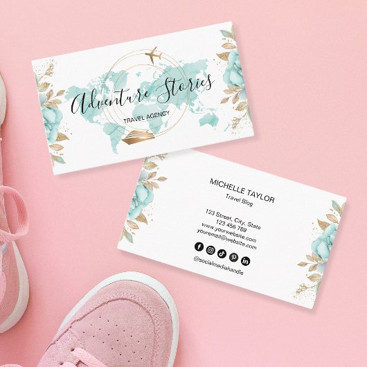 Reisebüro Blog Blue World Map Cruise Visitenkarte