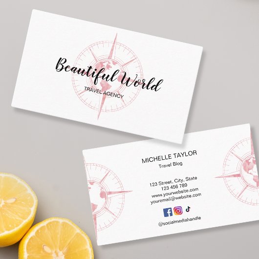 Reisebüro Blog Weltkarte Kompass Visitenkarte