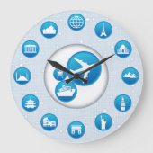 Reisebüro Blue Bubble Design Wall Uhr (Vorderseite)