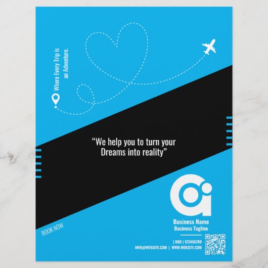 Reisebüro Flyer Blaue Vorlage (Hinten)