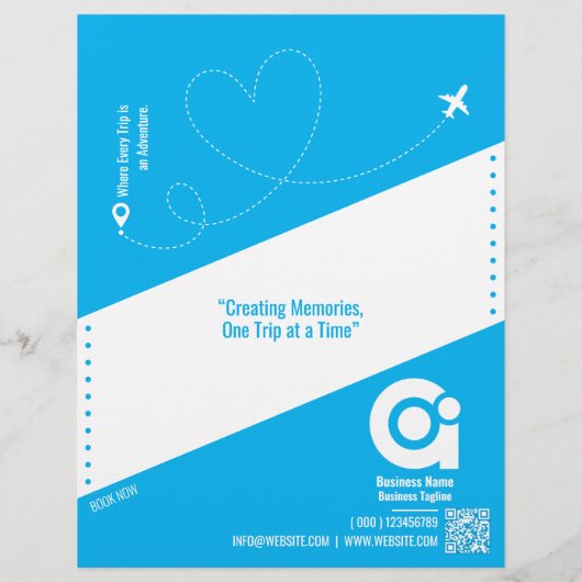 Reisebüro Flyer Blaue Vorlage (Hinten)