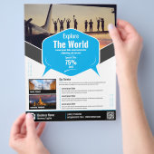 Reisebüro Flyer Blaue Vorlage (Hand)