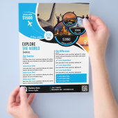 Reisebüro Flyer Blaue Vorlage (Hand)