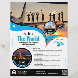 Reisebüro Flyer Blaue Vorlage