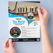 Reisebüro Flyer Blaue Vorlage (Hand)