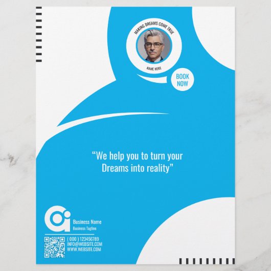 Reisebüro Flyer Blaue Vorlage (Hinten)