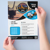 Reisebüro Flyer Blaue Vorlage (Hand)