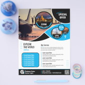 Reisebüro Flyer Blaue Vorlage (Einzeln)