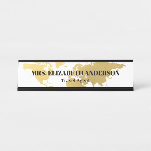 Reisebüro Gold World Schreibtischnamensplakette (Vorderseite )
