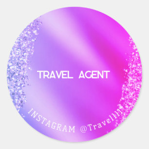 Reisebüro-Mitarbeiter Pink Lila Glitter Runder Aufkleber