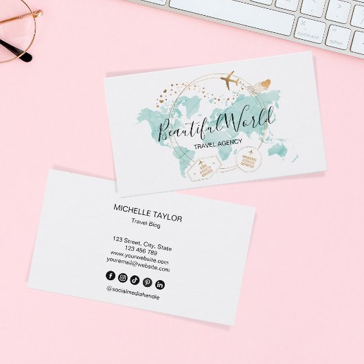 Reisebüro Reisebüro Blog Weltkarte Logo Visitenkarte