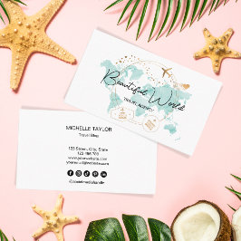 Reisebüro Reisebüro Blog Weltkarte Logo Visitenkarte