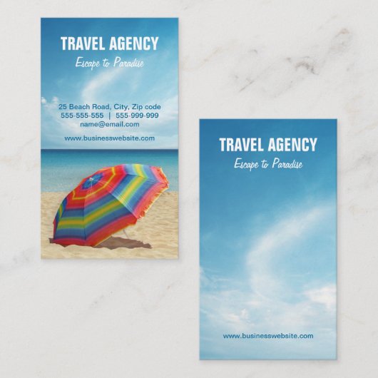 Reisebüro-/Reiseveranstalter-Visitenkarte Visitenkarte (Vorne/Hinten)