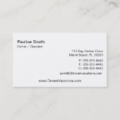 Reisebüro-Visitenkarte Visitenkarte (Rückseite)