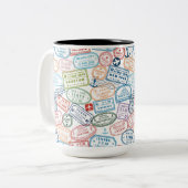 Reisedesign - Briefmarke im Reisepass Zweifarbige Tasse (Vorderseite Links)