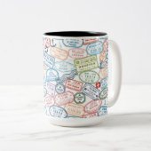 Reisedesign - Briefmarke im Reisepass Zweifarbige Tasse (VorderseiteRechts)