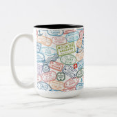 Reisedesign - Briefmarke im Reisepass Zweifarbige Tasse (Links)