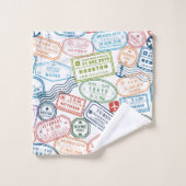 Reisedesign - Pass Briefmarke Handtuch Set (Waschlappen)