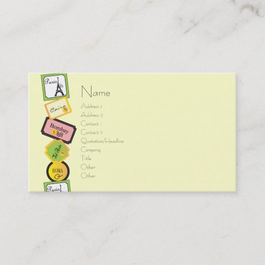 Reisedesign Visitenkarte (Vorderseite)