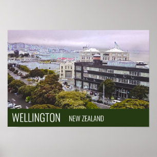 Reisedruck der Hauptstadt Wellington Neuseeland Poster
