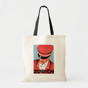 Reiseetikett Vintage Zürich Schweiz Label Art groß Tragetasche