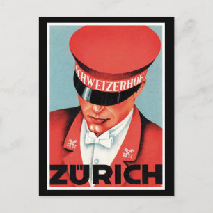 Reiseetikett Zürich Schweiz Vintage Label Kunst Po Postkarte