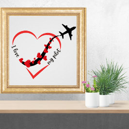 Reiseflugzeug Herz I Liebe mein Pilot Minimalistis Poster