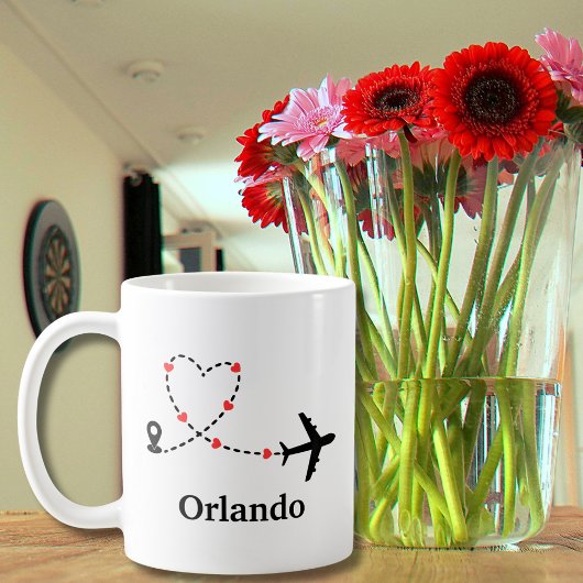 Reiseflugzeug Herzen Minimalistisch Benutzerdefini Kaffeetasse