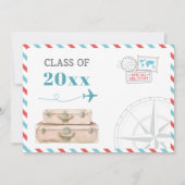 Reiseflugzeug-Koffer Abschluss Grad Red Blue Einladung (Rückseite)