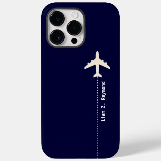 Reiseflugzeug mit gepunkteter Linie blau Case-Mate iPhone Hülle (Rückseite)