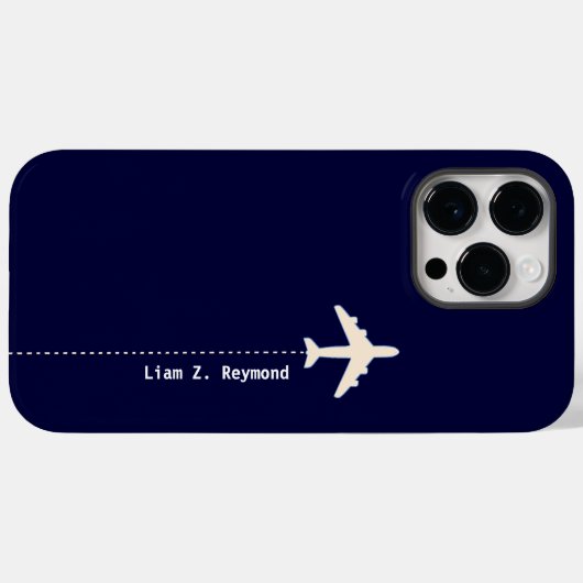Reiseflugzeug mit gepunkteter Linie blau Case-Mate iPhone Hülle (Rückseite (Horizontal))