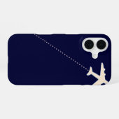 Reiseflugzeug mit gepunkteter Linie iPhone 16 Hülle (Rückseite (Horizontal))