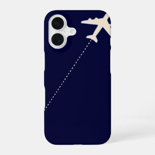 Reiseflugzeug mit gepunkteter Linie iPhone 16 Hülle