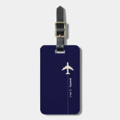 Reiseflugzeug mit gepunkteter Linie Navy Blue Gepäckanhänger (Vorderseite vertikal)