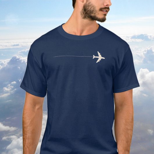 Reiseflugzeug mit gepunkteter Linie T-Shirt