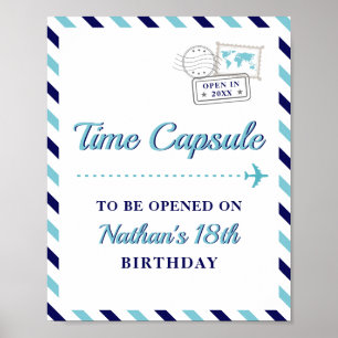 Reiseflugzeug Time Kapsel Baby Boy 1. Geburtstag Poster