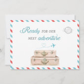 Reiseflugzeug Twin Baby Dusche Sprinkle Red Blue Einladung (Rückseite)