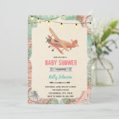 Reiseflugzeugdusche Geburtstagseinladung Einladung (Stehend Vorderseite)