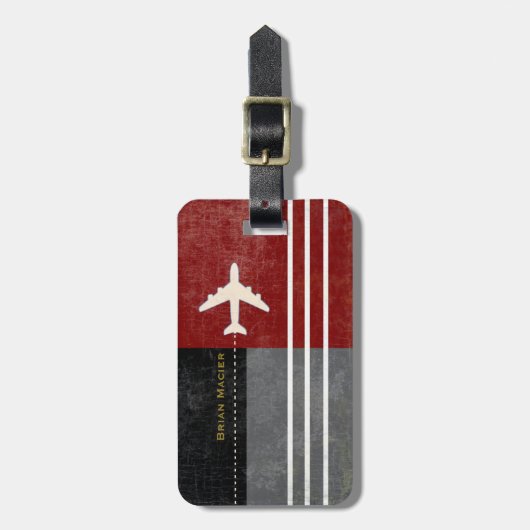 Reiseflugzeugname und anfängliche Maskuline Gepäckanhänger (Vorderseite vertikal)