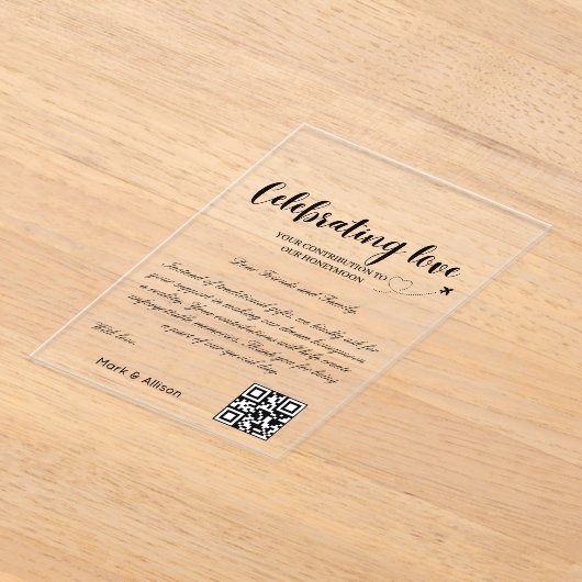 Reisefonds Anfrage Qr Code Honeymoon Fund Acryleinladungen (Ablage )