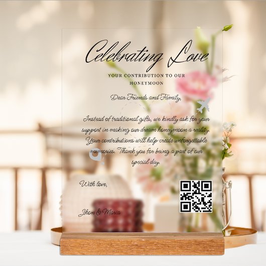 Reisefonds Anfrage Qr Code Honeymoon Fund Acrylschild