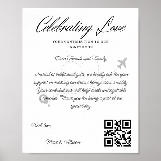 Reisefonds Anfrage Qr Code Honeymoon Fund Poster (Vorne)