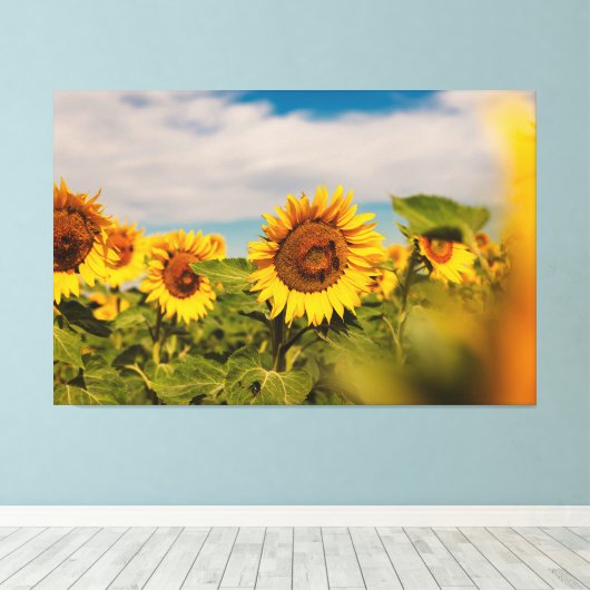 Reisefotografie-Dekoration mit Sonnenblumen-Foto Leinwanddruck (Insitu (Holzboden))
