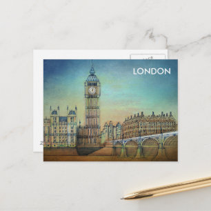 Reiseführer für Vintage Werbung nach London Postkarte