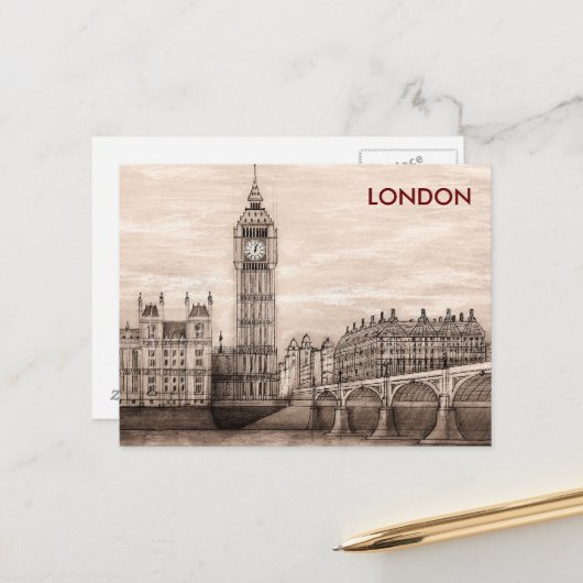 Reiseführer für Vintage Werbung nach London Postkarte (Vorderseite/Rückseite Beispiel)