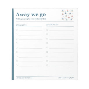 Reisegepäckliste für Segelboot Away We Go Notizblock