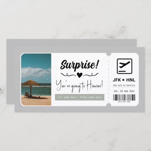 Reisegutschein Geschenkgutschein Überraschen Urlau (Vorne/Hinten)