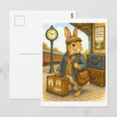 Reisehasen-Illustration Postkarte (Vorne/Hinten)