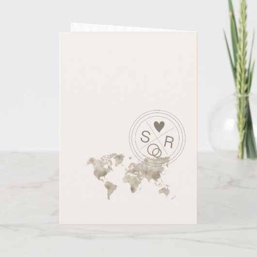 Reisehochzeit Reisepass - Weltkarte Invi Einladung (Rückseite)